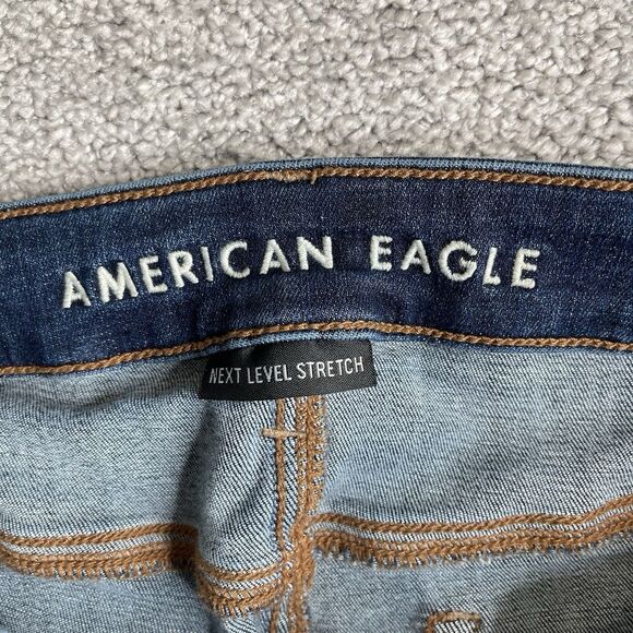 American Eagle Jeans Women’s 14 X-Short Blue Skinny Kick High Rise Dark Wash - Picture 5 of 12